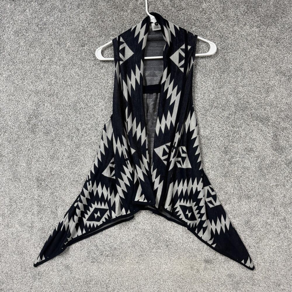 Aztec Waterfall Sweater Vest Women S Blue White Geometric Open Boho Festival USA